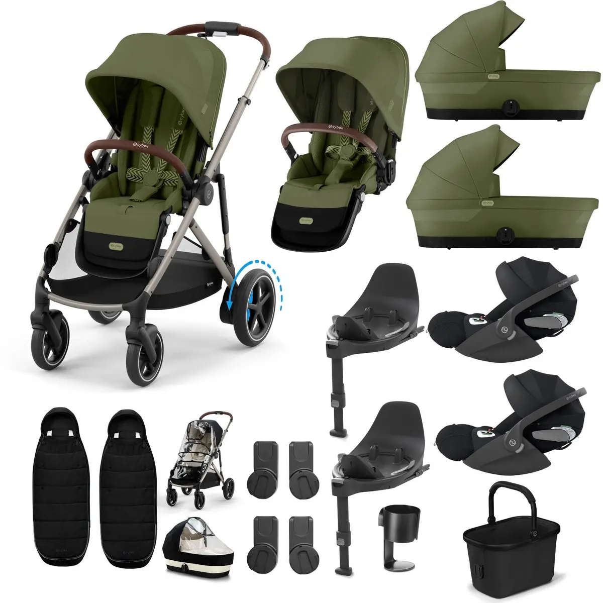 Cybex Egazelle S Twin Luxury Pushchair Bundle - Moss Green 8