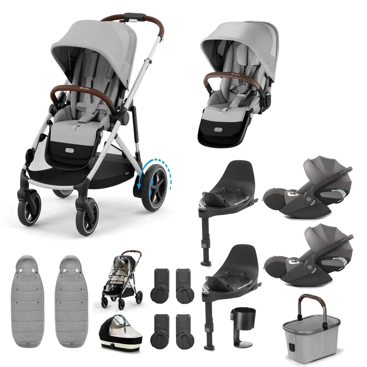 Cybex Egazelle S Twin Luxury Pushchair Bundle - Stone Grey 5