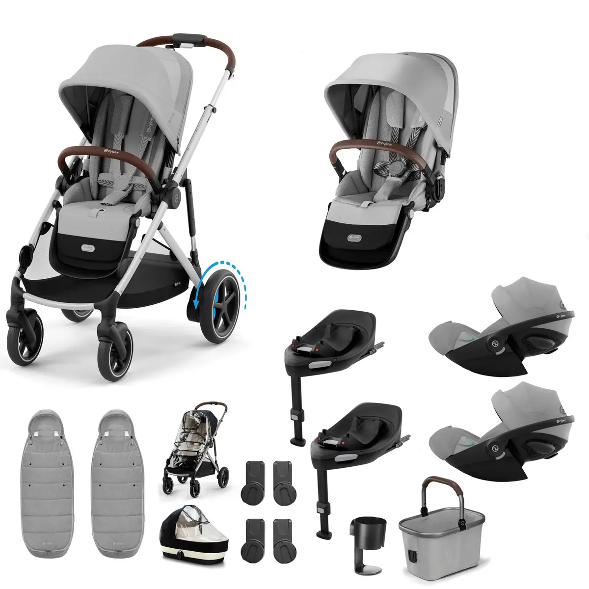 Cybex Egazelle S Twin Luxury Pushchair Bundle - Stone Grey 3