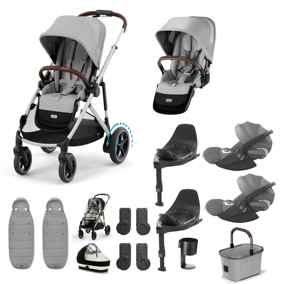 Cybex Egazelle S Twin Luxury Pushchair Bundle - Stone Grey 7
