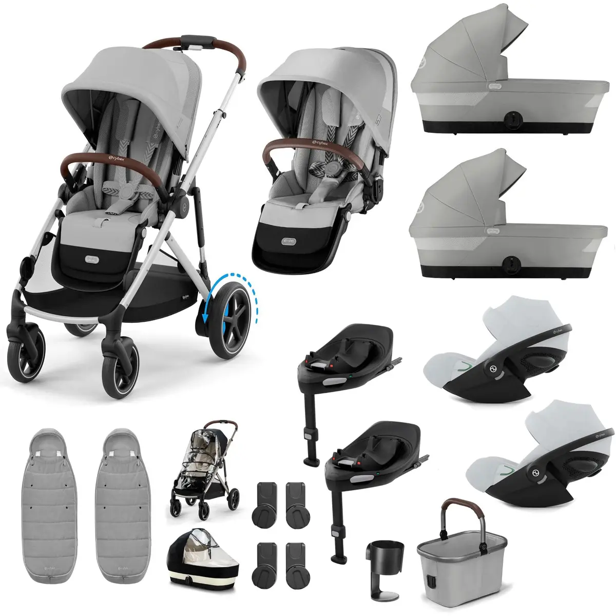 Cybex Egazelle S Twin Luxury Pushchair Bundle - Stone Grey 2