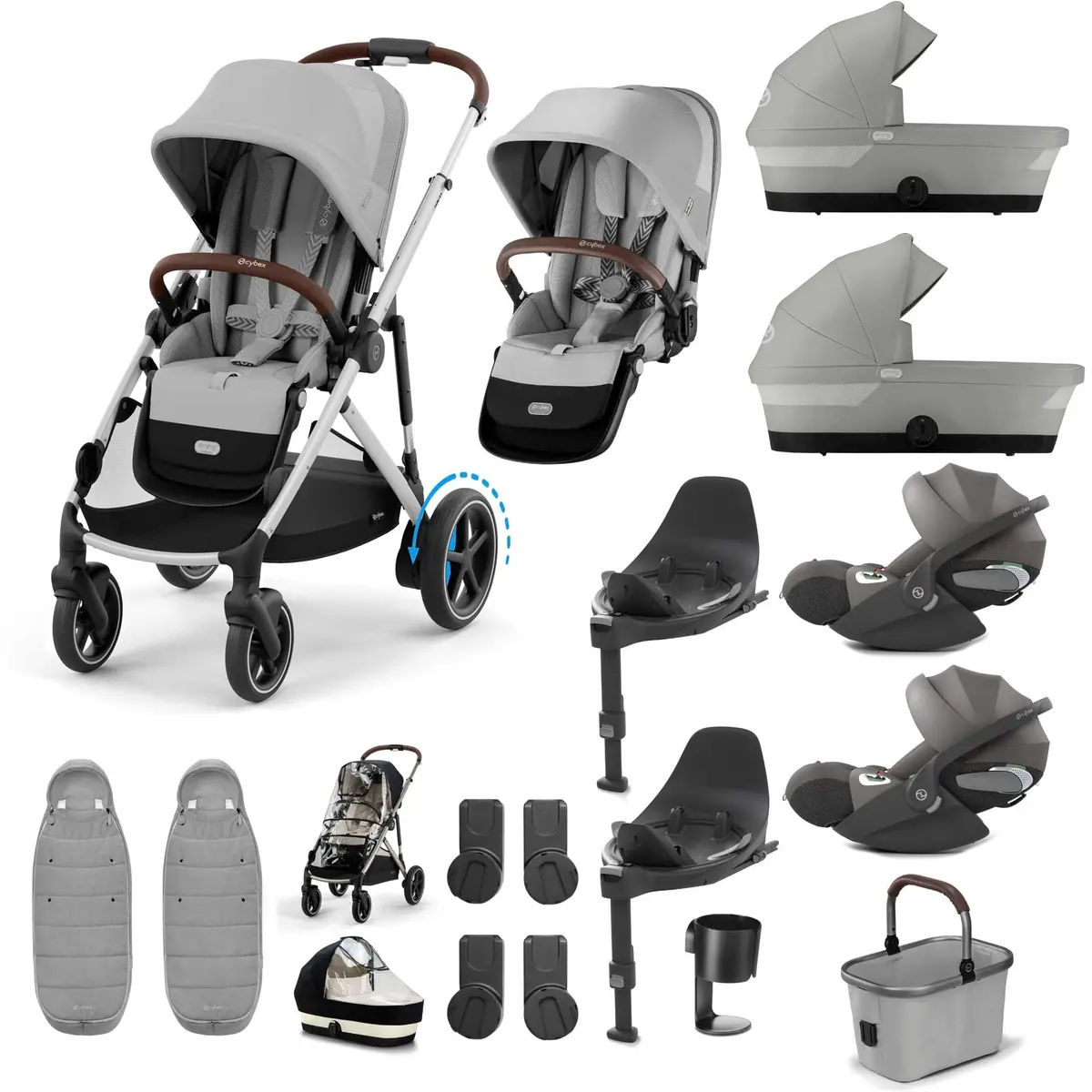 Cybex Egazelle S Twin Luxury Pushchair Bundle - Stone Grey 6