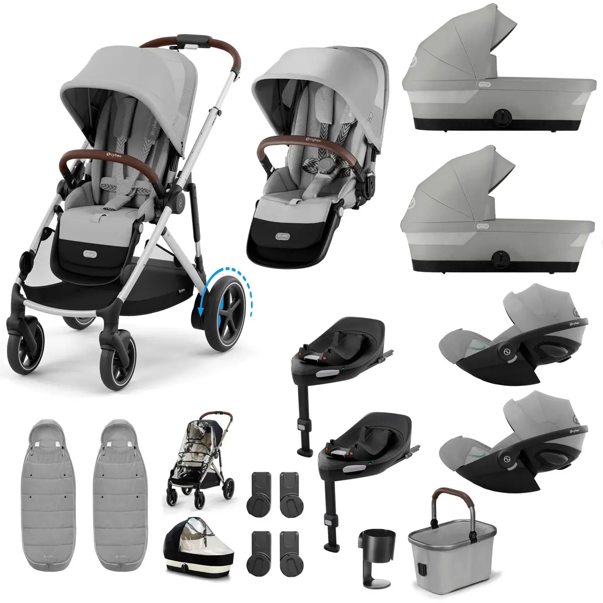 Cybex Egazelle S Twin Luxury Pushchair Bundle - Stone Grey 4
