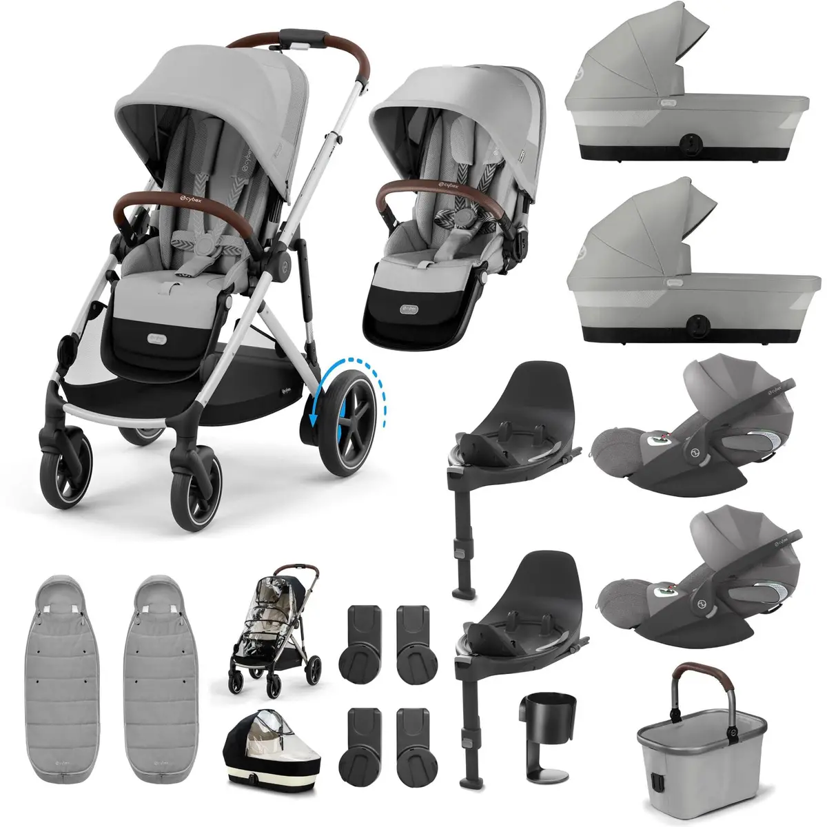 Cybex Egazelle S Twin Luxury Pushchair Bundle - Stone Grey 8