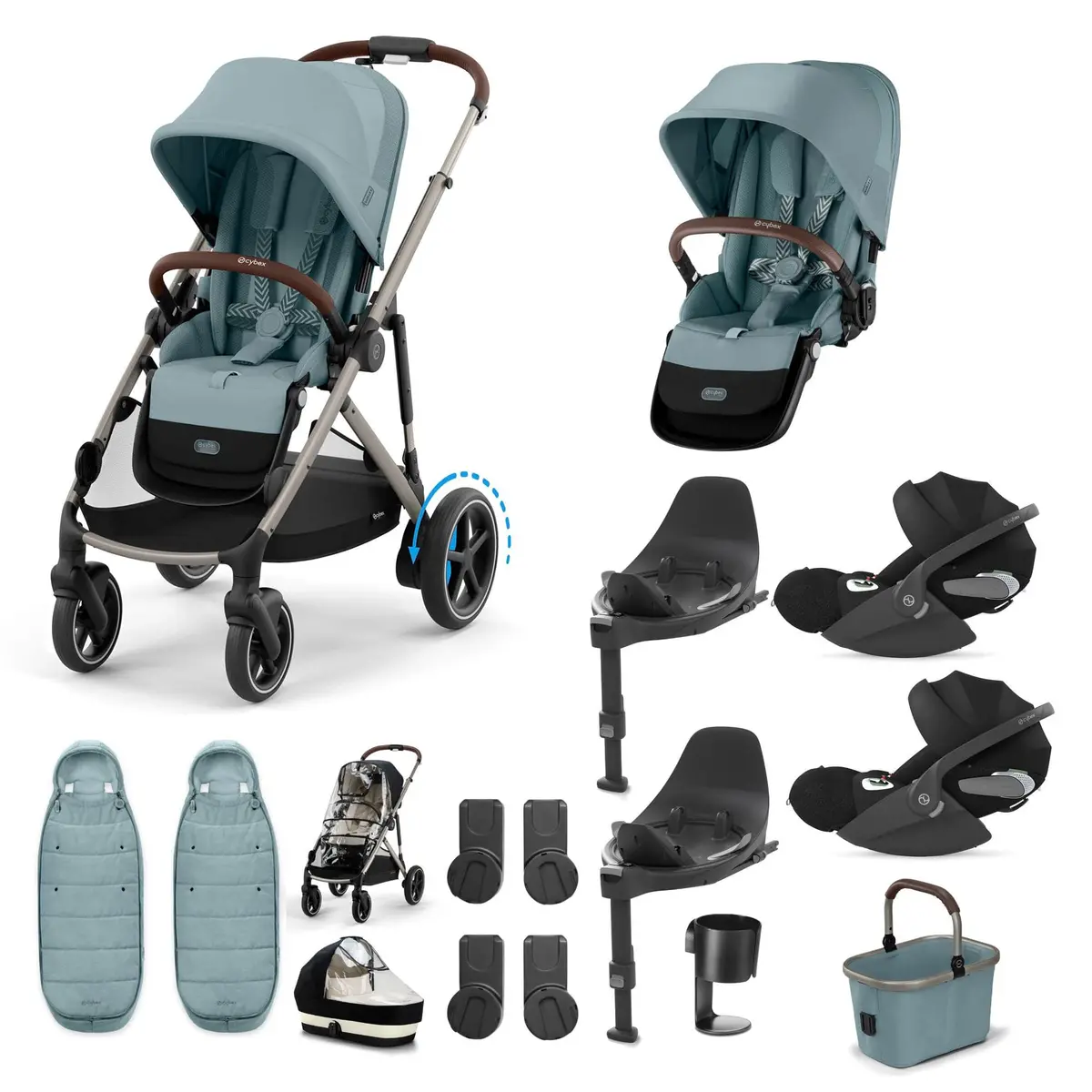 Cybex Egazelle S Twin Luxury Pushchair Bundle - Stormy Blue 5