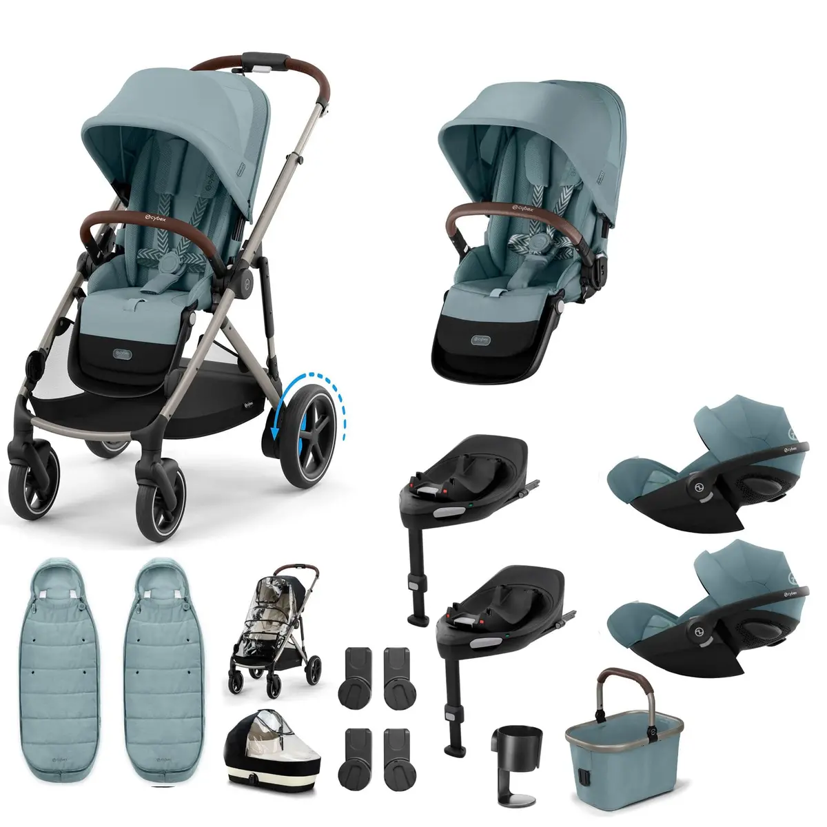 Cybex Egazelle S Twin Luxury Pushchair Bundle - Stormy Blue 3