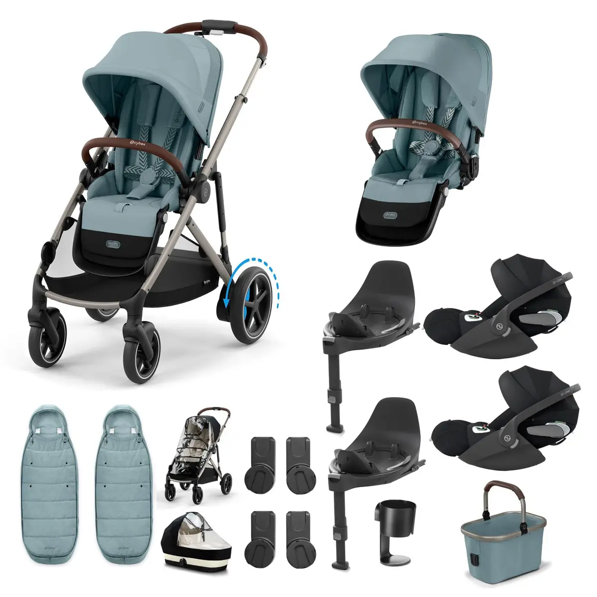 Cybex Egazelle S Twin Luxury Pushchair Bundle - Stormy Blue 7