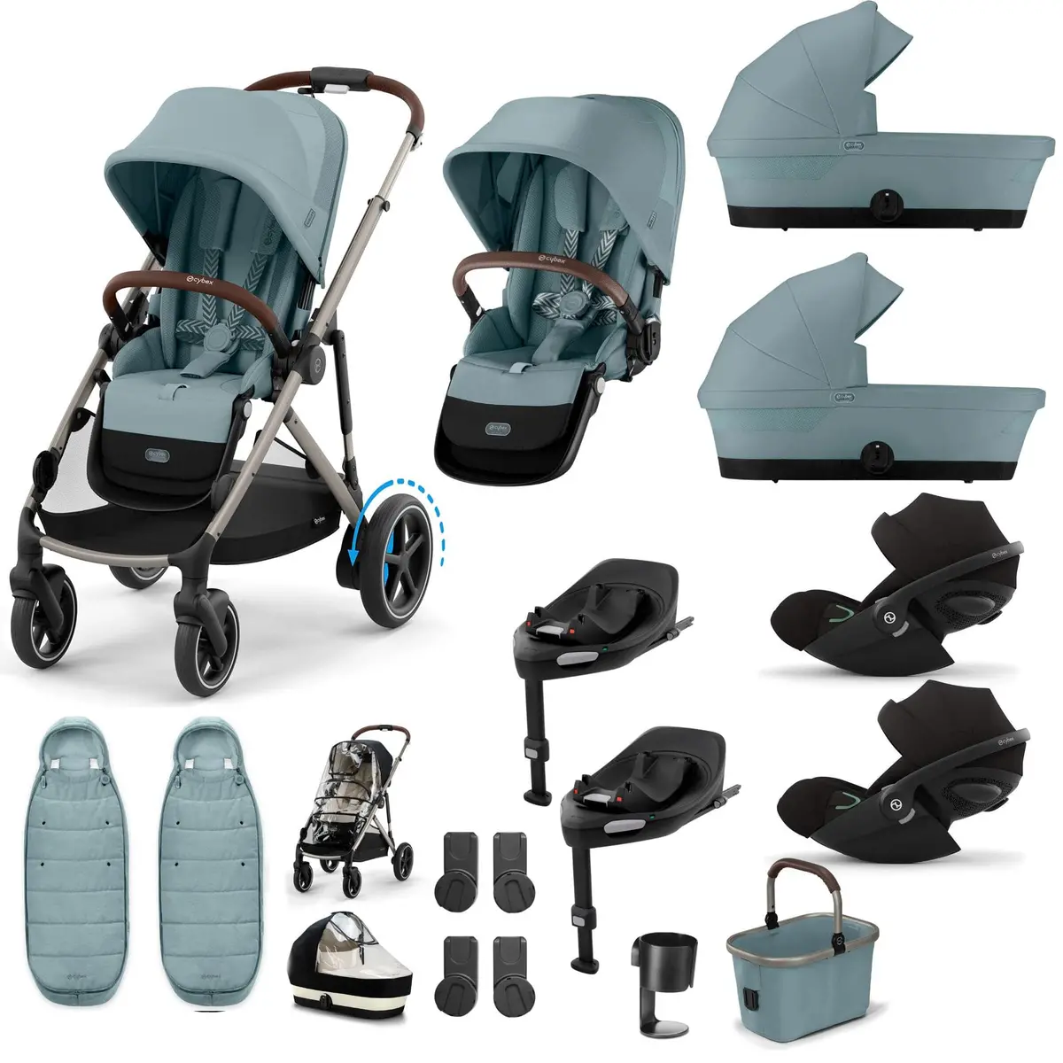 Cybex Egazelle S Twin Luxury Pushchair Bundle - Stormy Blue 2