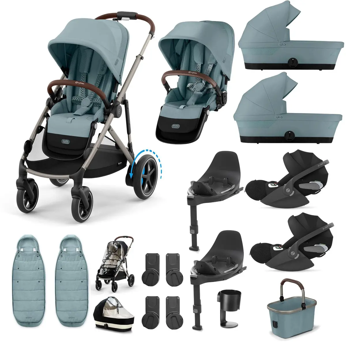 Cybex Egazelle S Twin Luxury Pushchair Bundle - Stormy Blue 6
