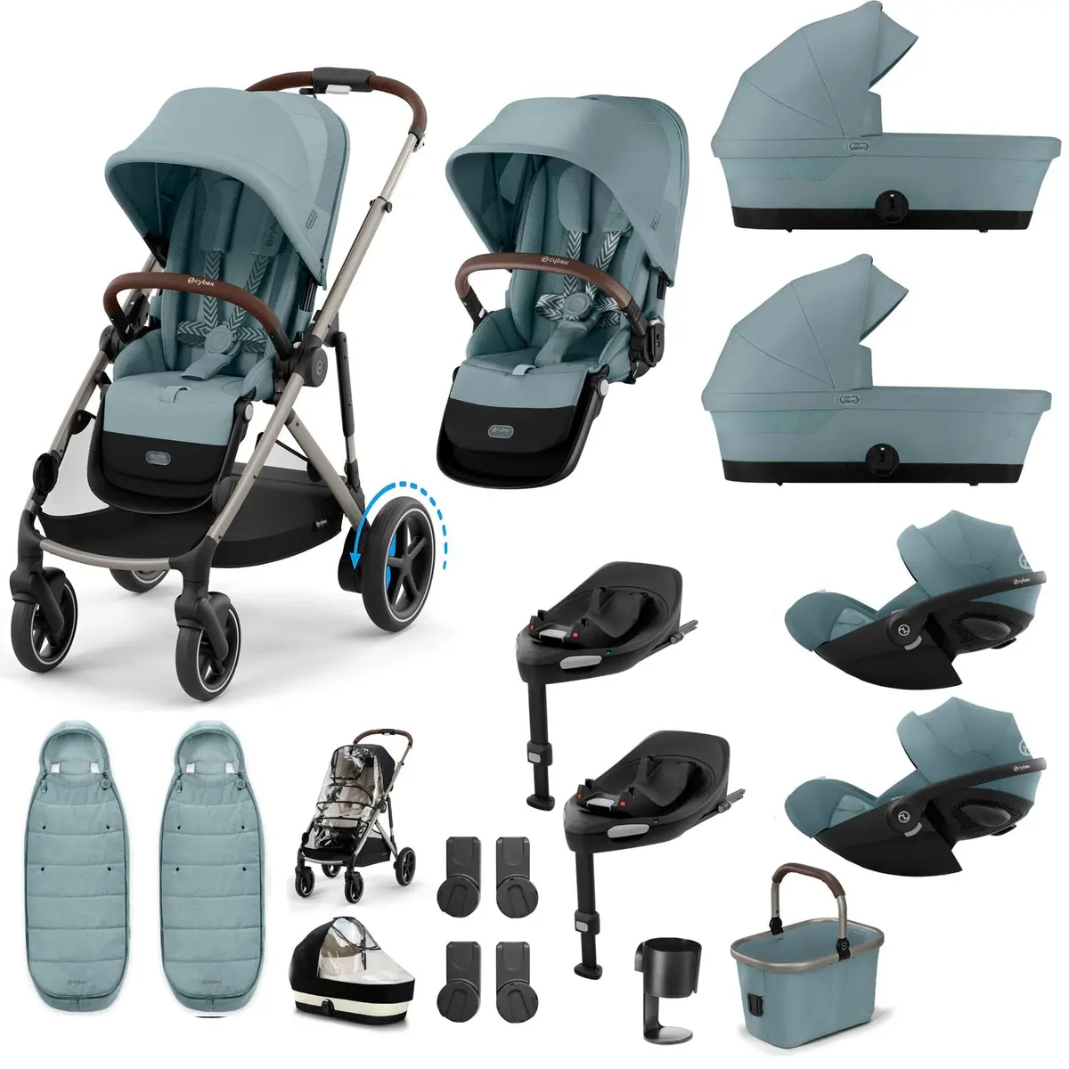 Cybex Egazelle S Twin Luxury Pushchair Bundle - Stormy Blue 4