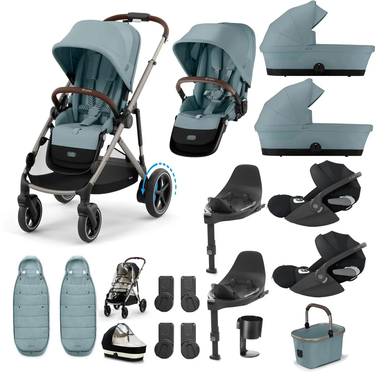 Cybex Egazelle S Twin Luxury Pushchair Bundle - Stormy Blue 8