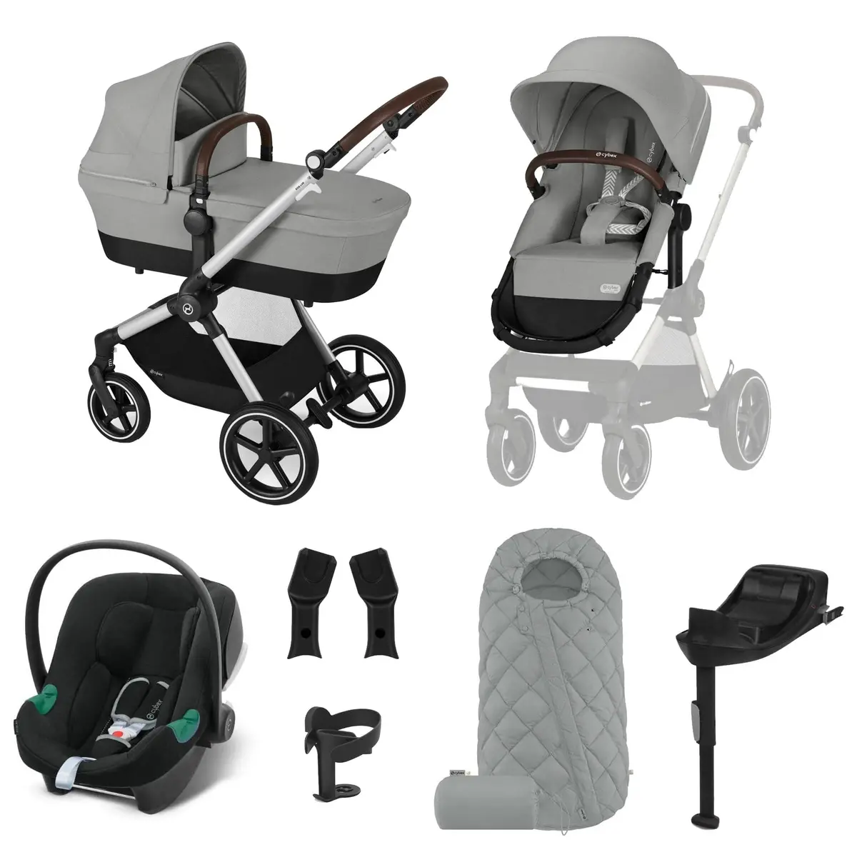 Cybex Eos Lux Comfort 9 Piece Bundle - Stone Grey 1
