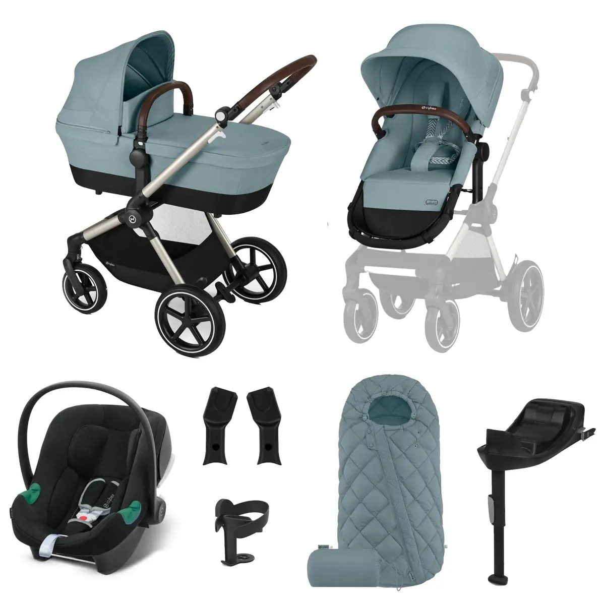 Cybex Eos Lux Comfort 9 Piece Bundle - Stormy Blue 1