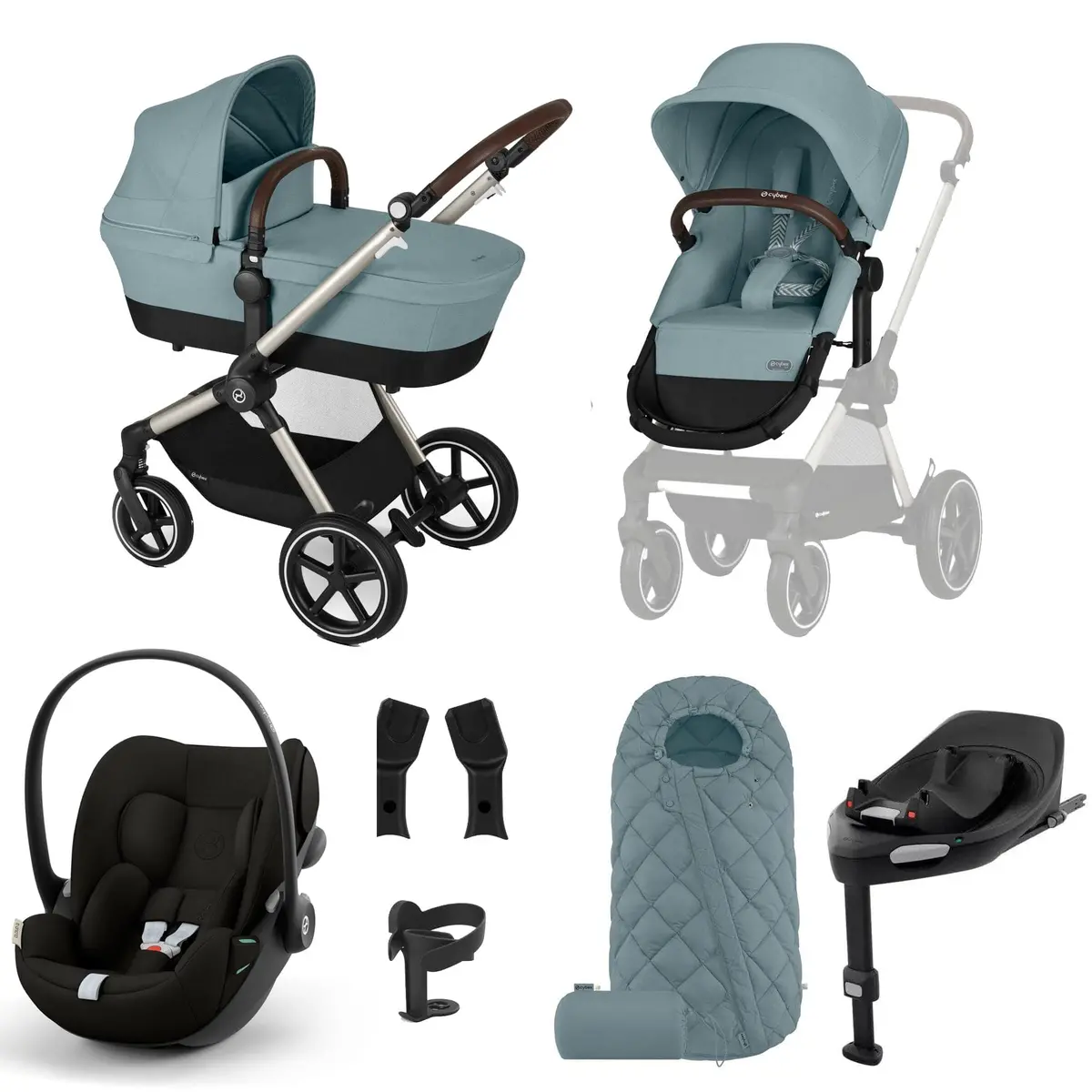 Cybex Eos Lux Luxury 9 Piece Bundle - Stormy Blue 1