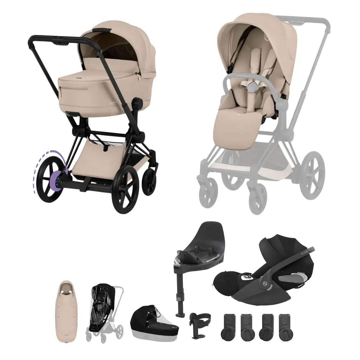 Cybex Epriam Ultimate Accessory Bundle - Comfort Collection - Cozy Beige 1