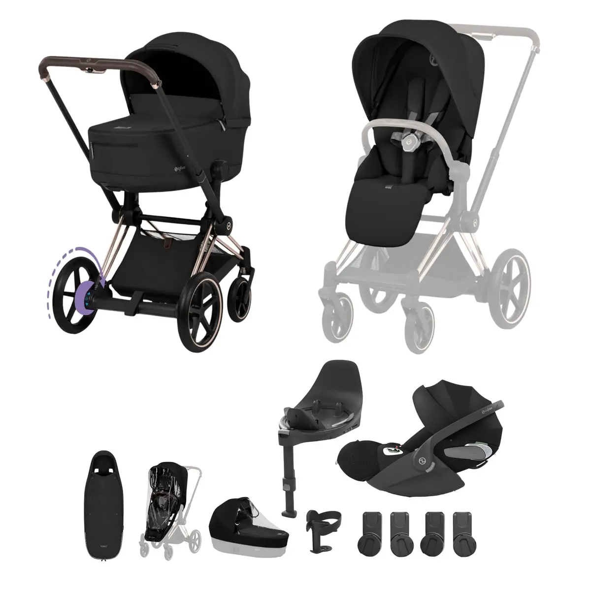 Cybex Epriam Ultimate Accessory Bundle - Comfort Collection - Sepia Black 1