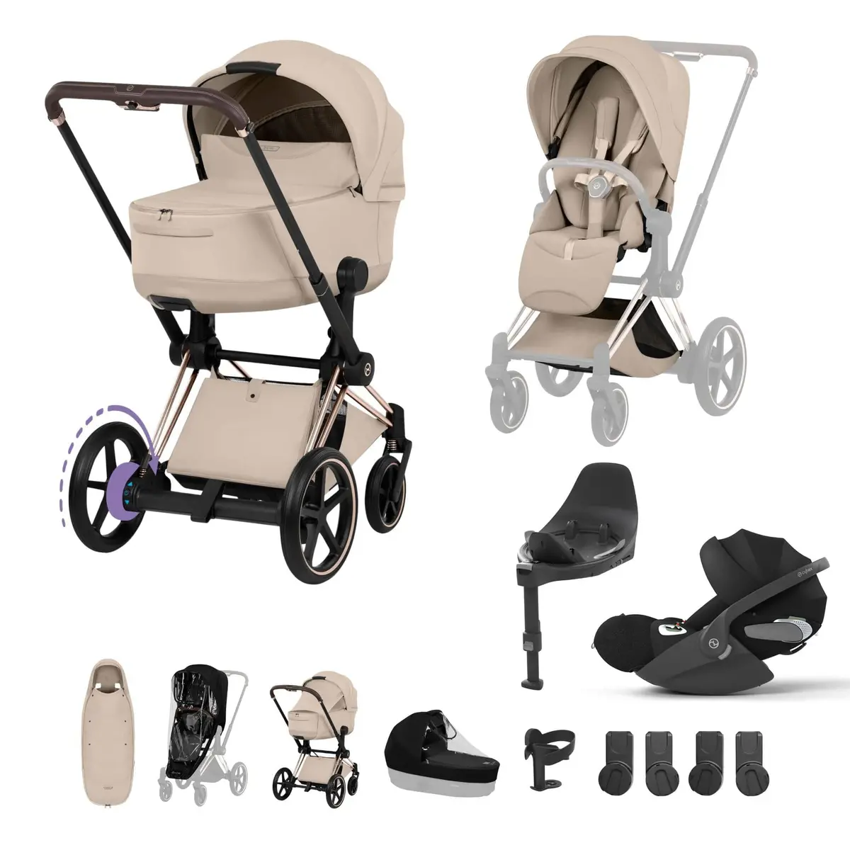 Cybex Epriam Ultimate Accessory Bundle - Style Collection - Cozy Beige 1