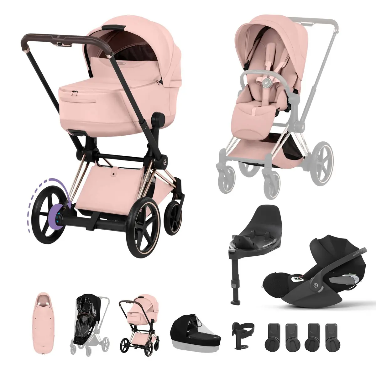 Cybex Epriam Ultimate Accessory Bundle - Style Collection - Peach Pink 1