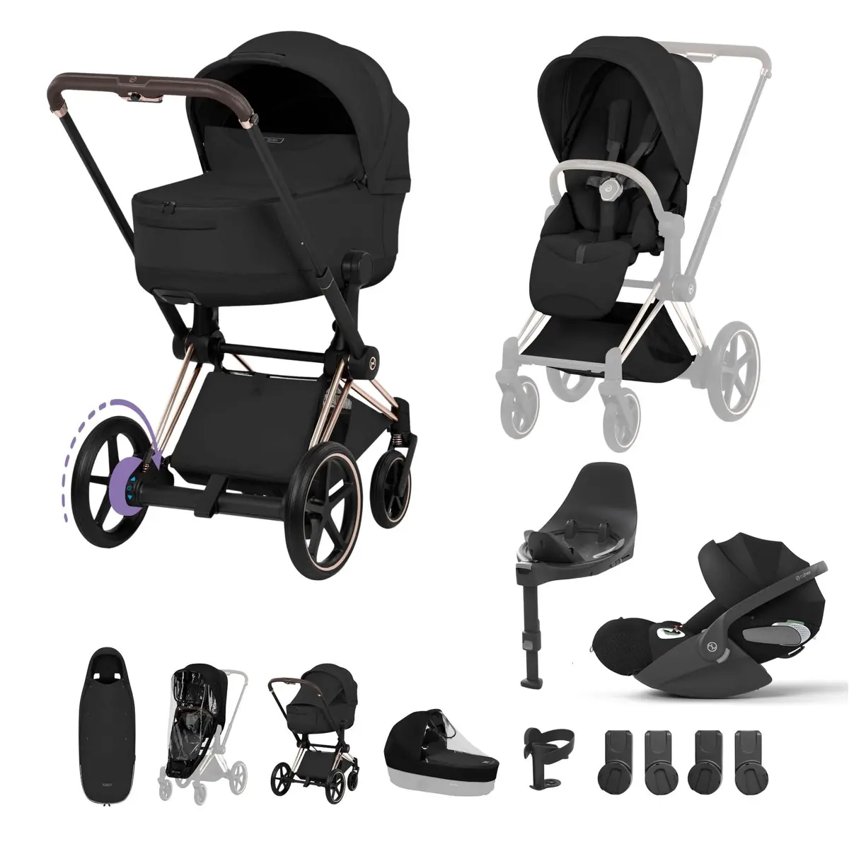 Cybex Epriam Ultimate Accessory Bundle - Style Collection - Sepia Black 1
