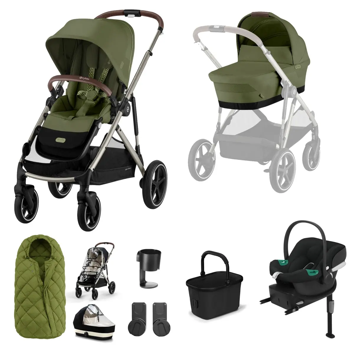 Cybex Gazelle S Comfort Bundle - Taupe/Moss Green 2