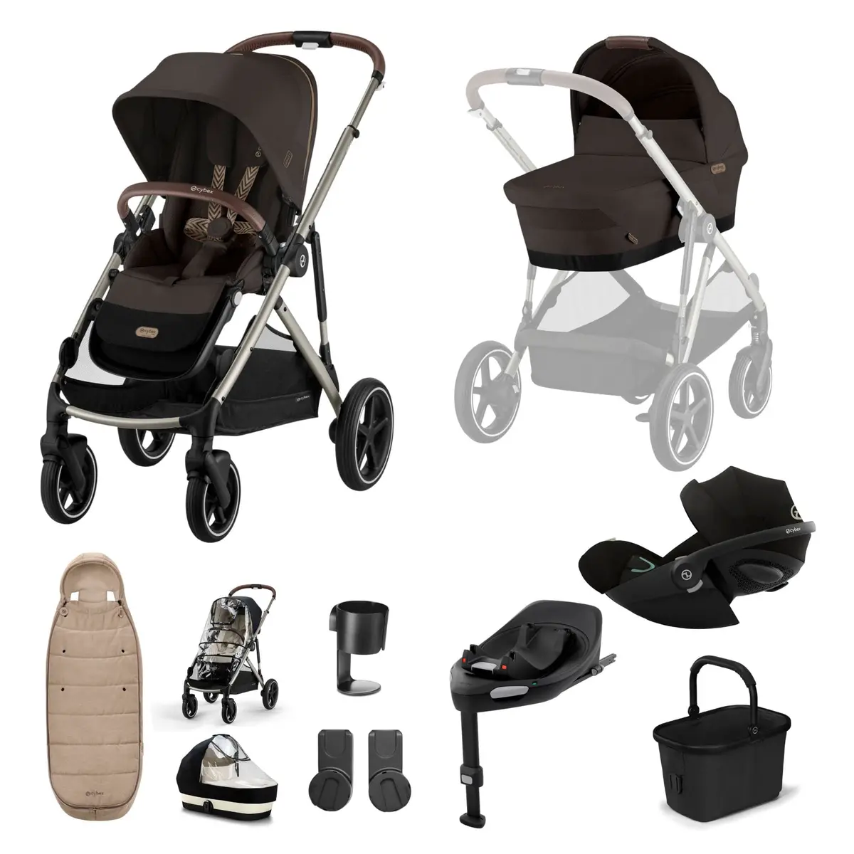 Cybex Gazelle S Luxury Bundle - Taupe/Chocolate Brown 1