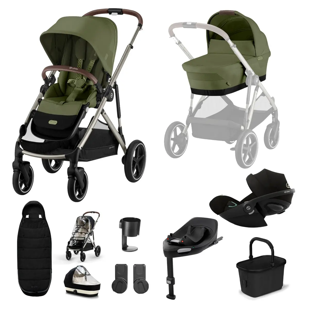 Cybex Gazelle S Luxury Bundle - Taupe/Moss Green 1