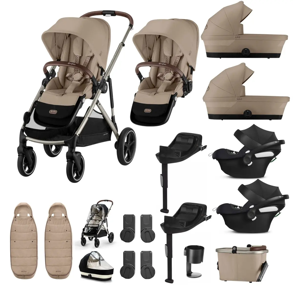 Cybex Gazelle S Twin Comfort Pushchair Bundle - Almond Beige 2