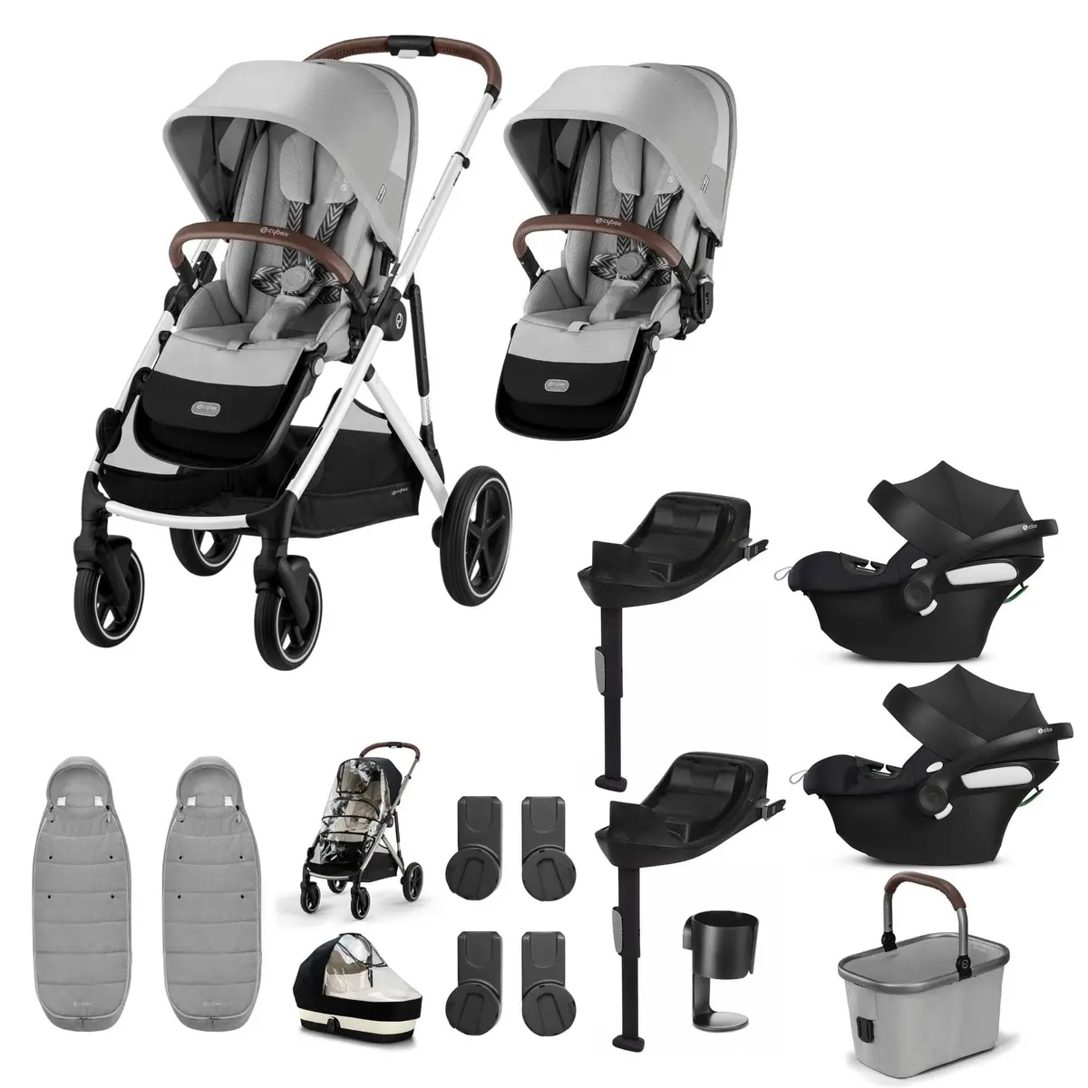 Cybex Gazelle S Twin Comfort Pushchair Bundle - Stone Grey 1