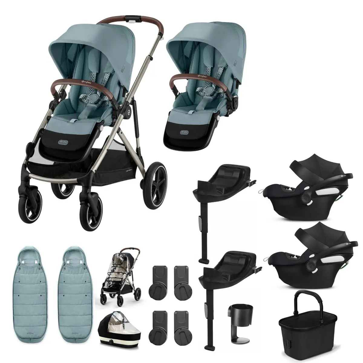 Cybex Gazelle S Twin Comfort Pushchair Bundle - Stormy Blue 1