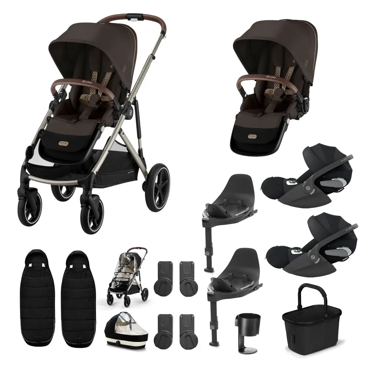 Cybex Gazelle S Twin Luxury Pushchair Bundle - Chocolate Brown 8
