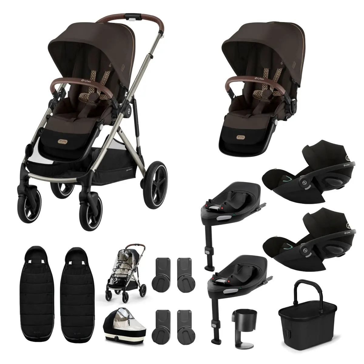 Cybex Gazelle S Twin Luxury Pushchair Bundle - Chocolate Brown 7