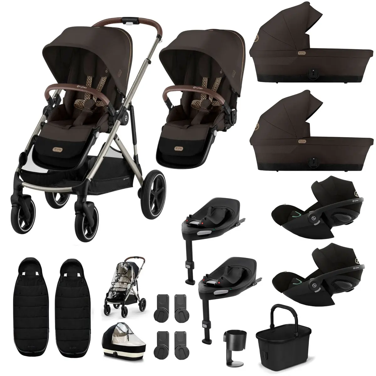 Cybex Gazelle S Twin Luxury Pushchair Bundle - Chocolate Brown 4