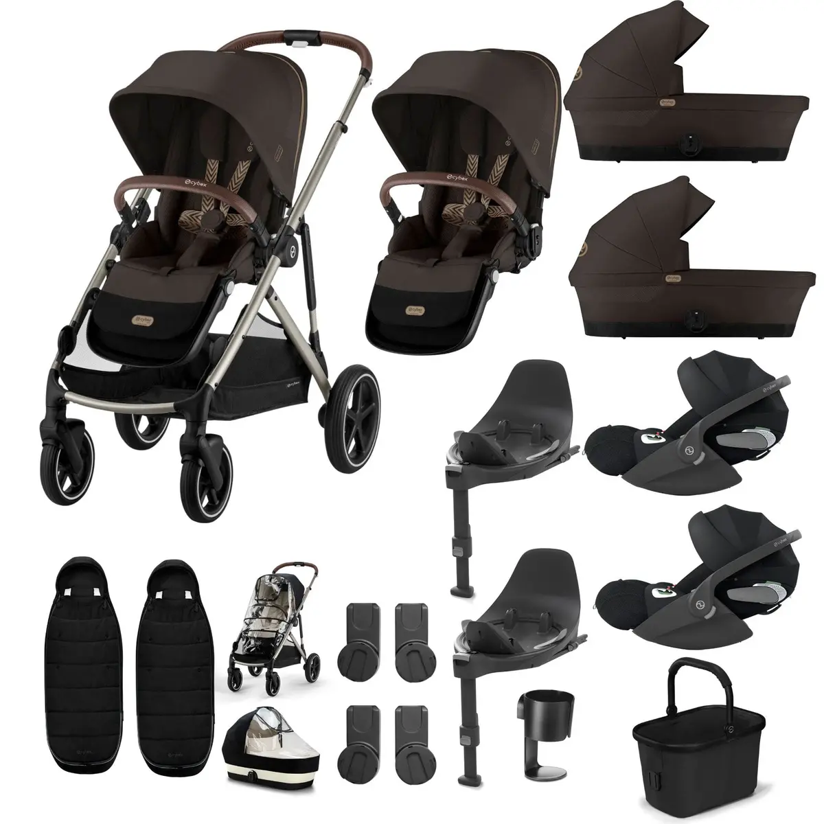Cybex Gazelle S Twin Luxury Pushchair Bundle - Chocolate Brown 8