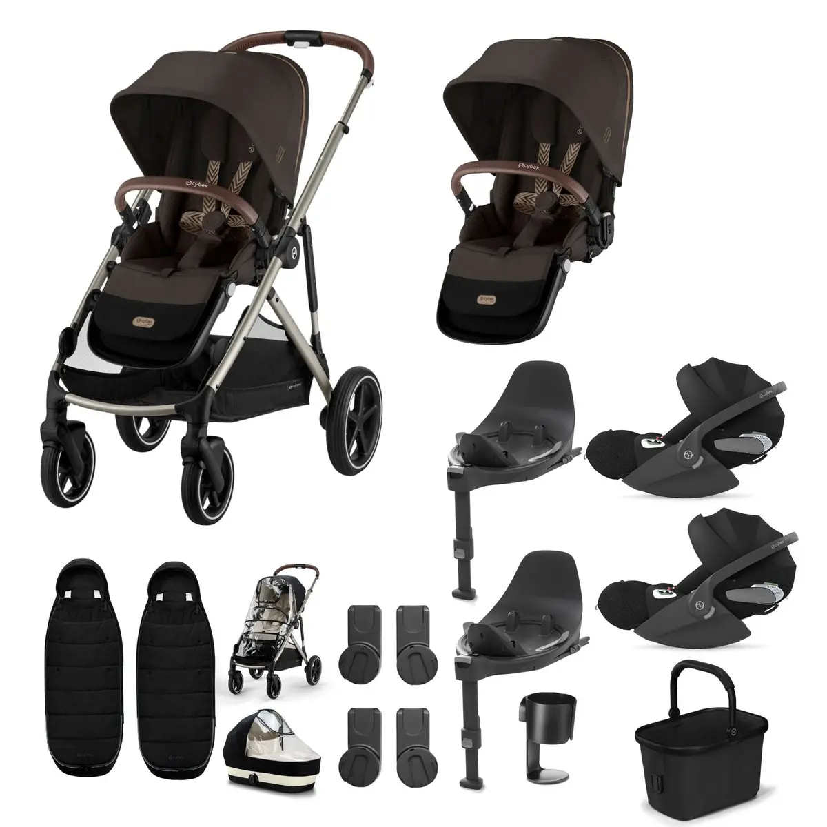 Cybex Gazelle S Twin Luxury Pushchair Bundle - Chocolate Brown 6