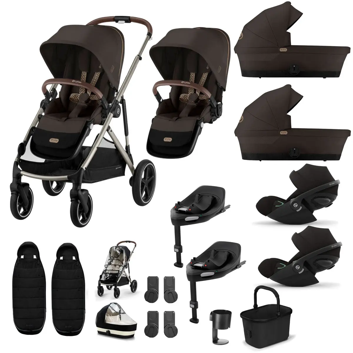 Cybex Gazelle S Twin Luxury Pushchair Bundle - Chocolate Brown 2