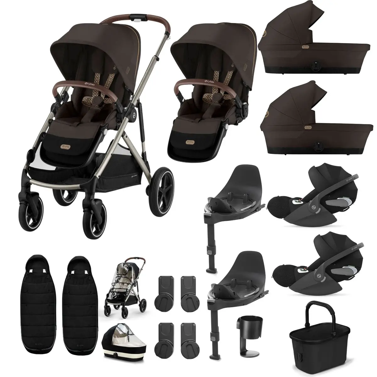 Cybex Gazelle S Twin Luxury Pushchair Bundle - Chocolate Brown 6