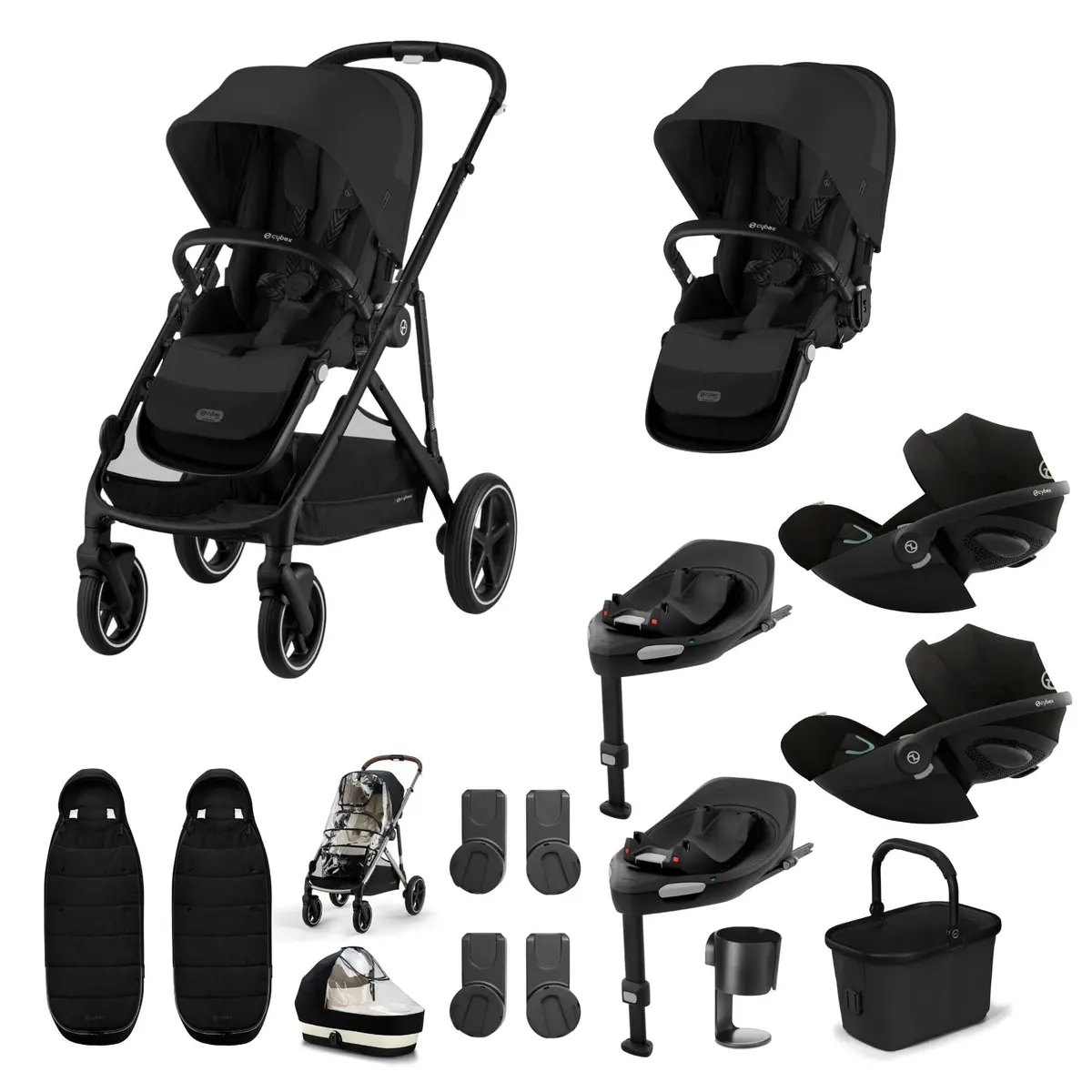 Cybex Gazelle S Twin Luxury Pushchair Bundle - Moon Black 7