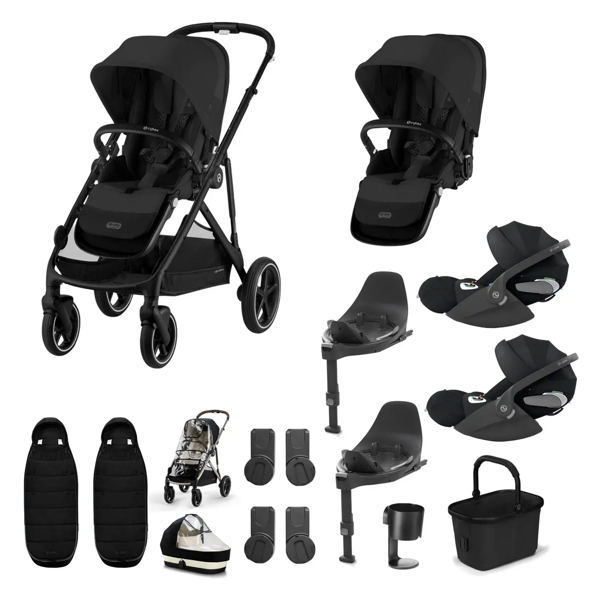 Cybex Gazelle S Twin Luxury Pushchair Bundle - Moon Black 8