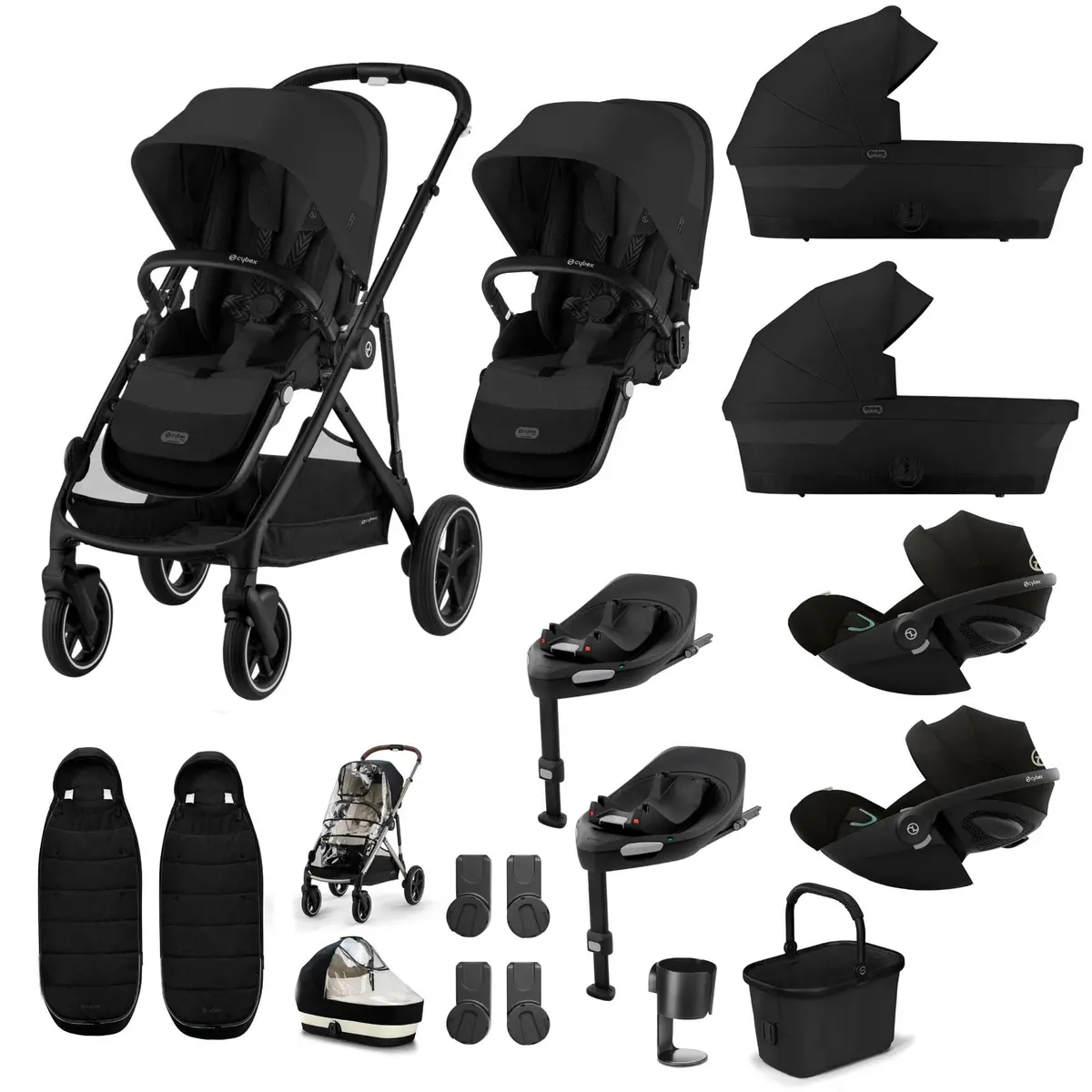 Cybex Gazelle S Twin Luxury Pushchair Bundle - Moon Black 4