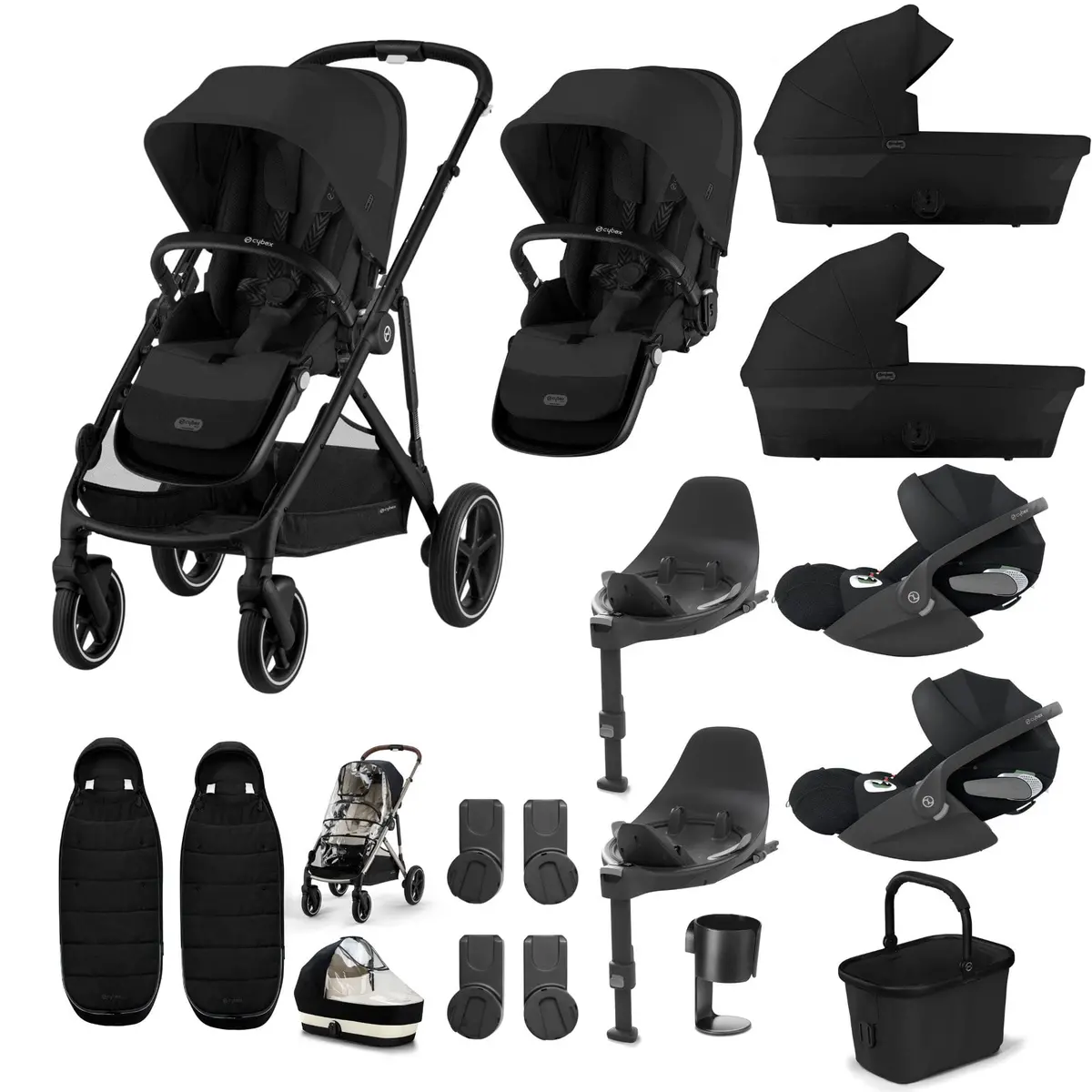 Cybex Gazelle S Twin Luxury Pushchair Bundle - Moon Black 8