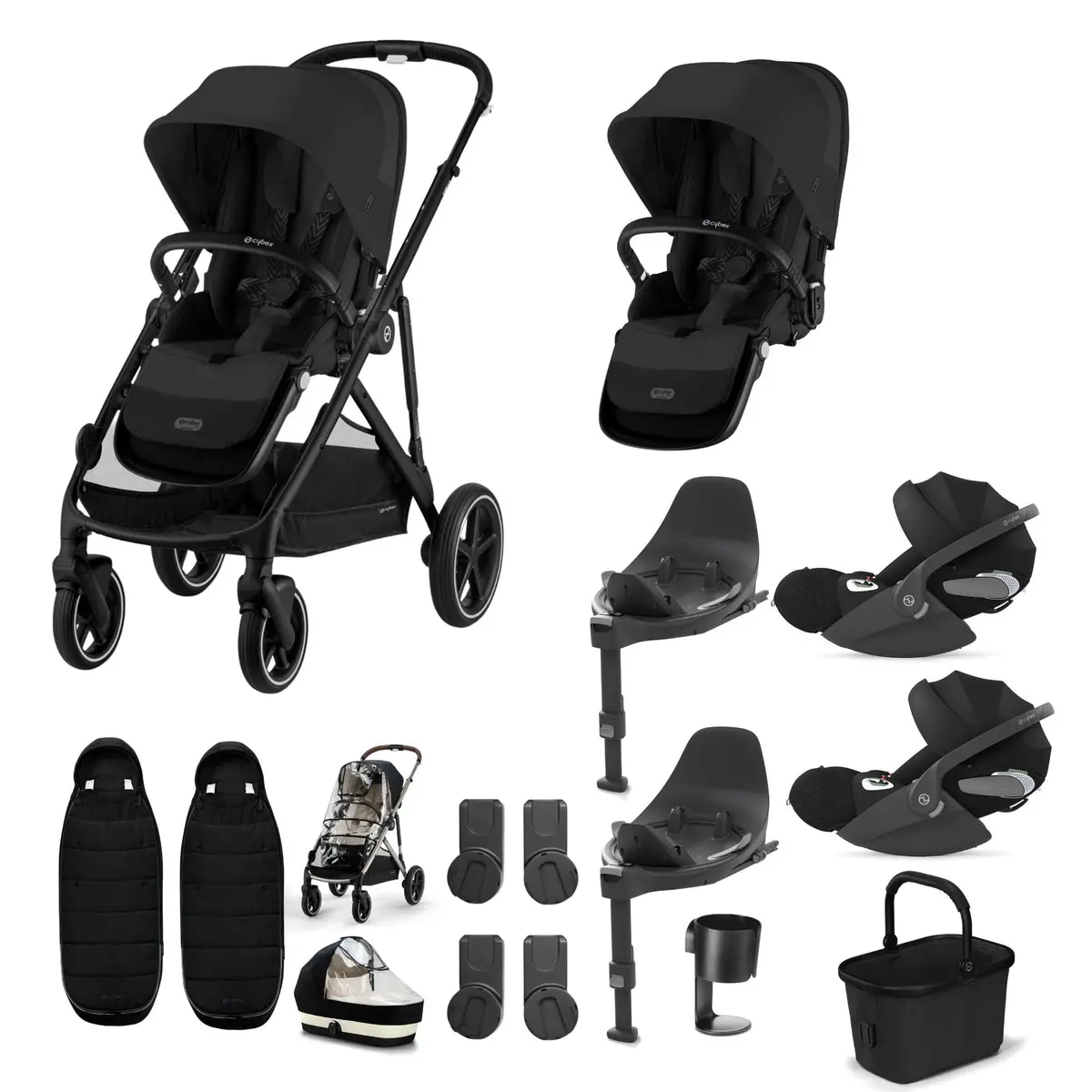 Cybex Gazelle S Twin Luxury Pushchair Bundle - Moon Black 6