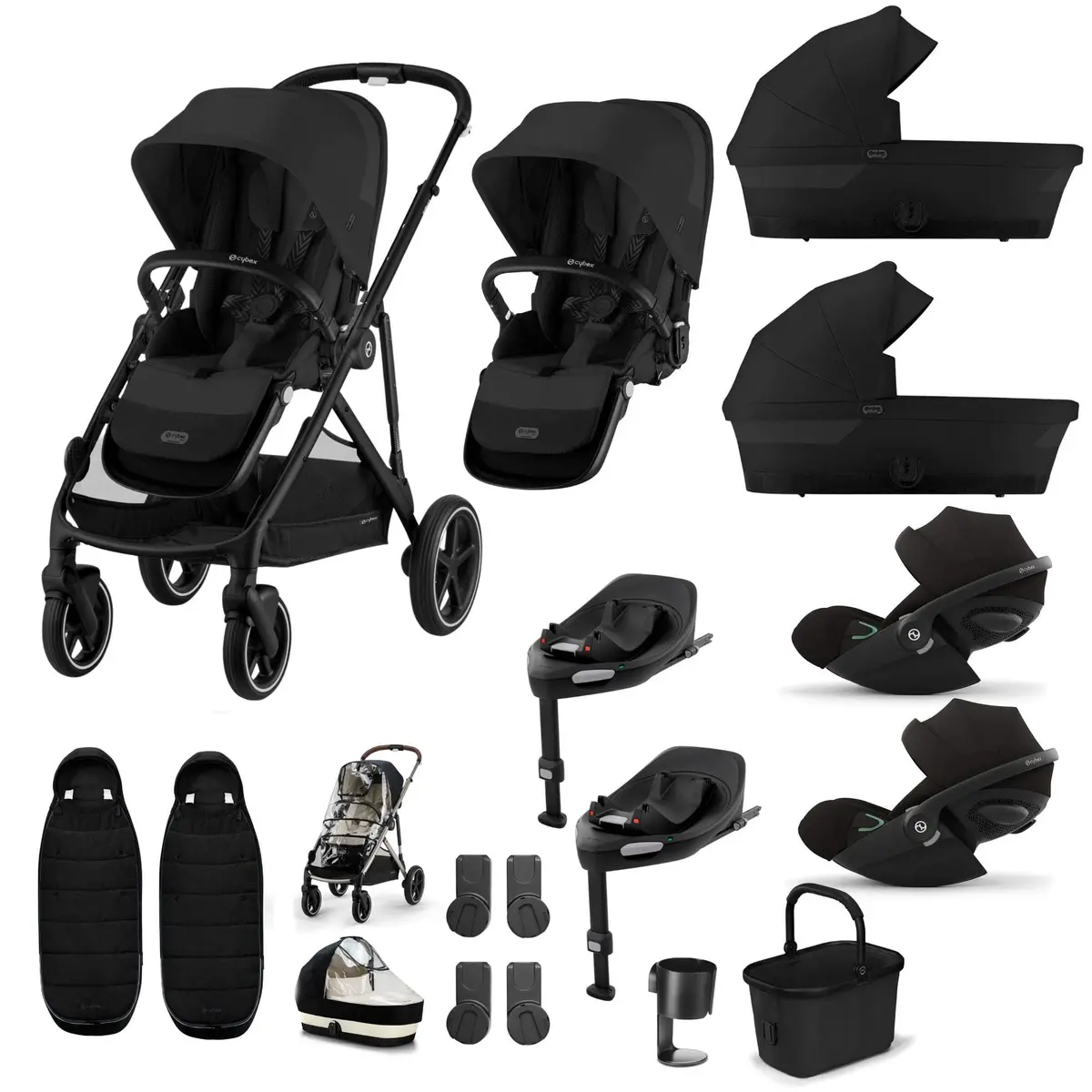 Cybex Gazelle S Twin Luxury Pushchair Bundle - Moon Black 2