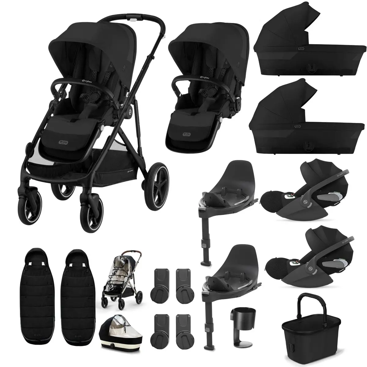 Cybex Gazelle S Twin Luxury Pushchair Bundle - Moon Black 6