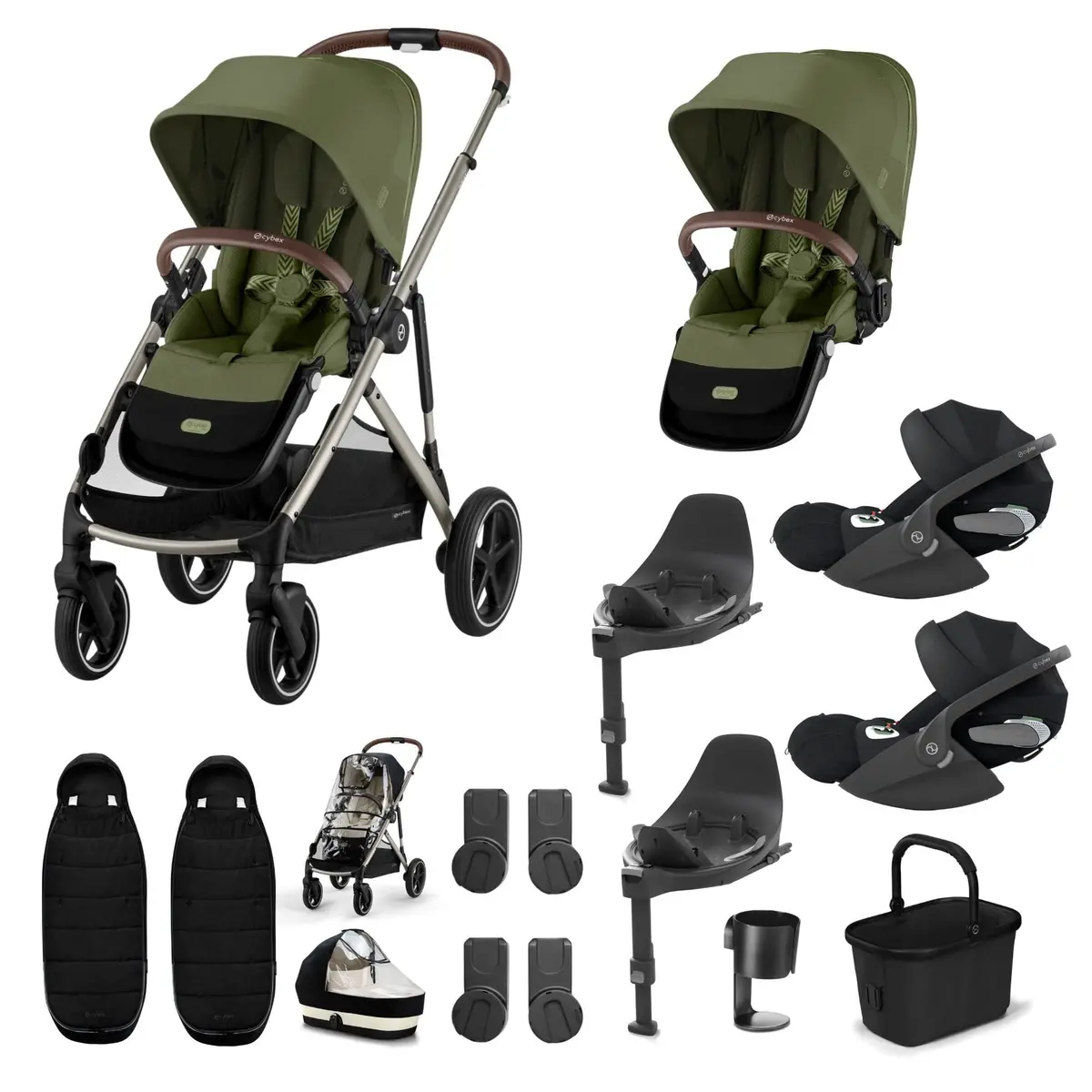 Cybex Gazelle S Twin Luxury Pushchair Bundle - Moss Green 8