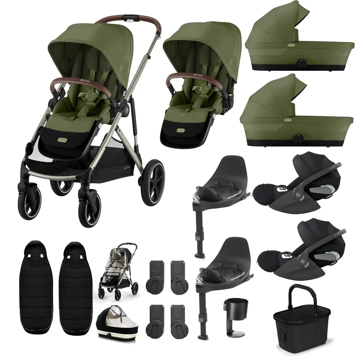 Cybex Gazelle S Twin Luxury Pushchair Bundle - Moss Green 8