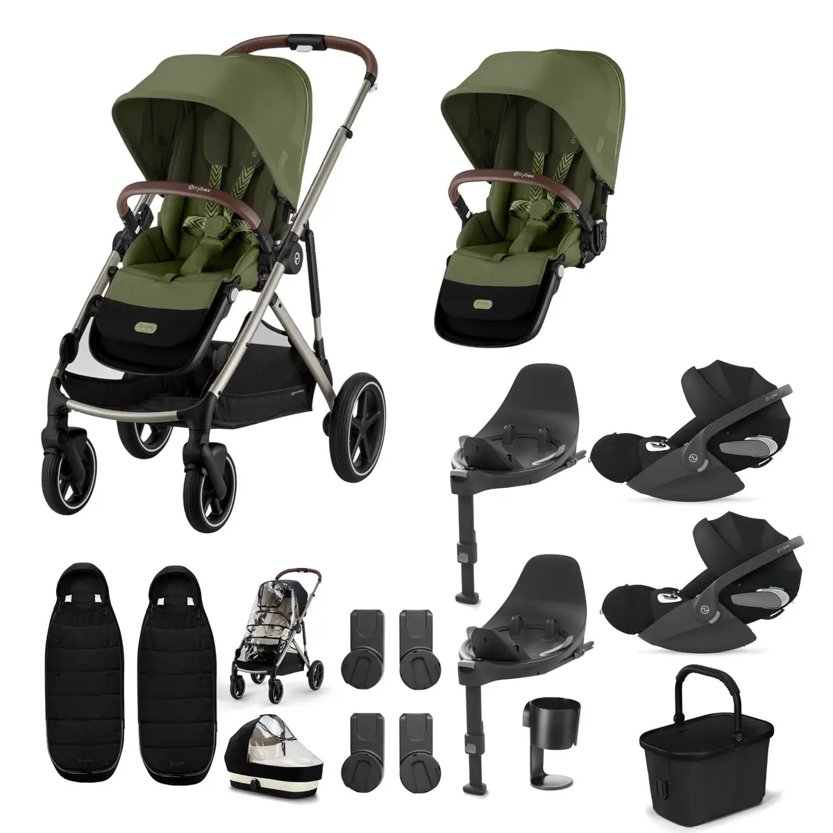 Cybex Gazelle S Twin Luxury Pushchair Bundle - Moss Green 6
