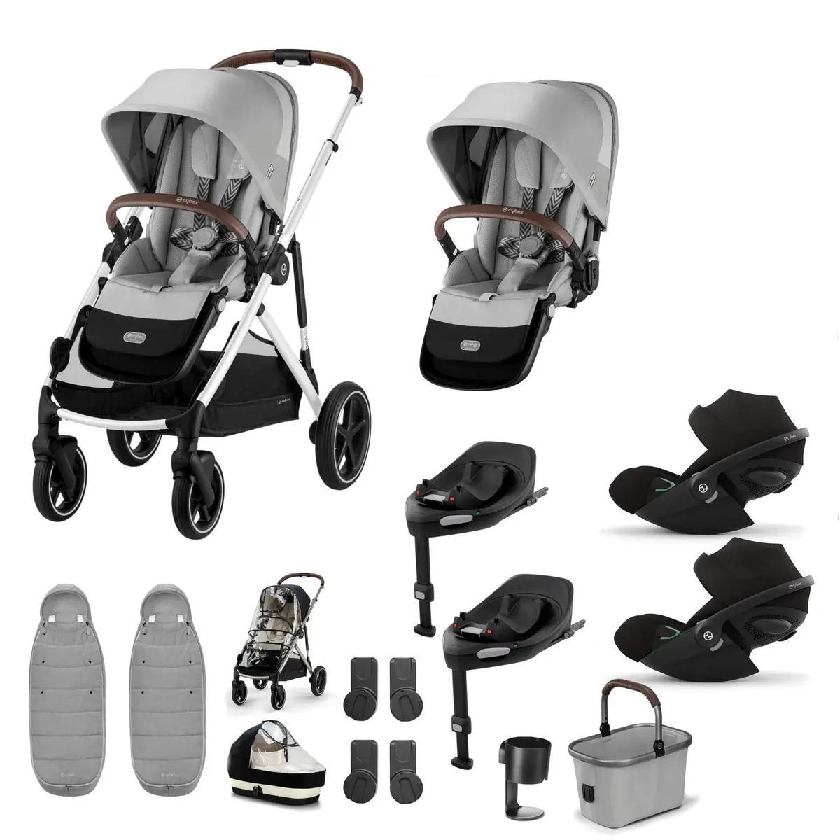 Cybex Gazelle S Twin Luxury Pushchair Bundle - Stone Grey 1