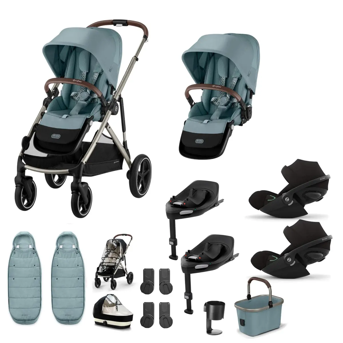 Cybex Gazelle S Twin Luxury Pushchair Bundle - Stormy Blue 1