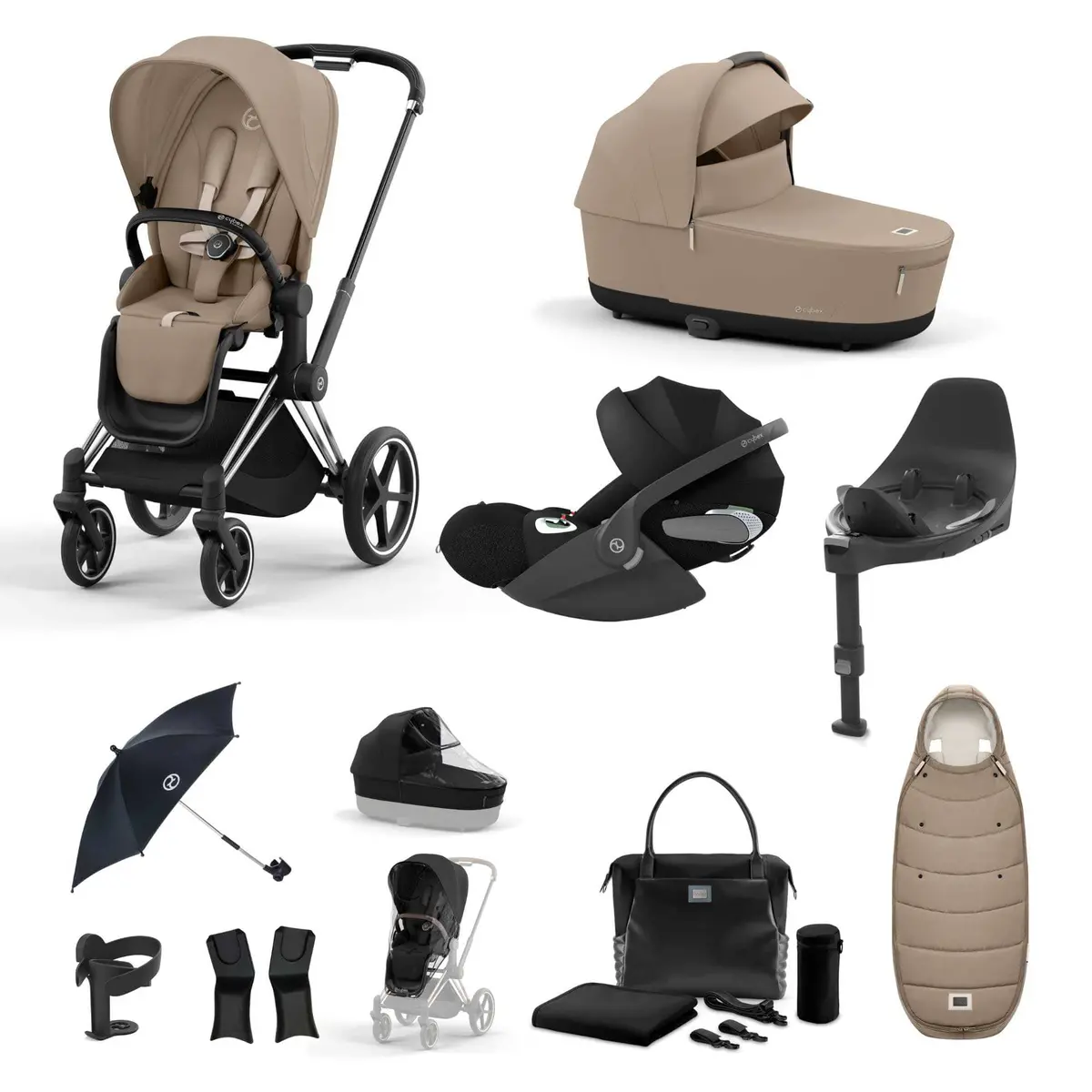 Cybex Priam Cloud T Travel System - Cozy Beige 1