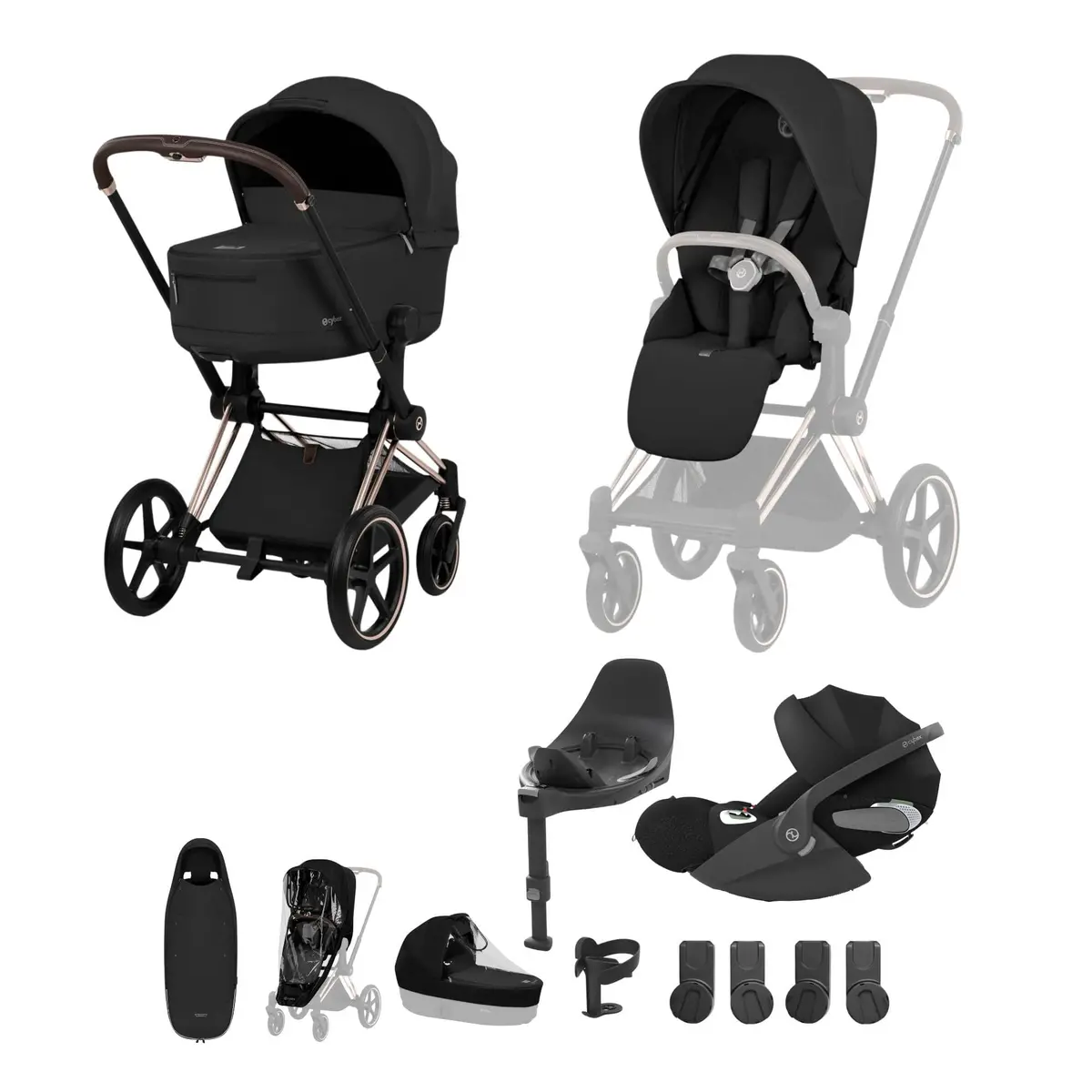 Cybex Priam Ultimate Accessory Bundle - Comfort Collection - Sepia Black 1